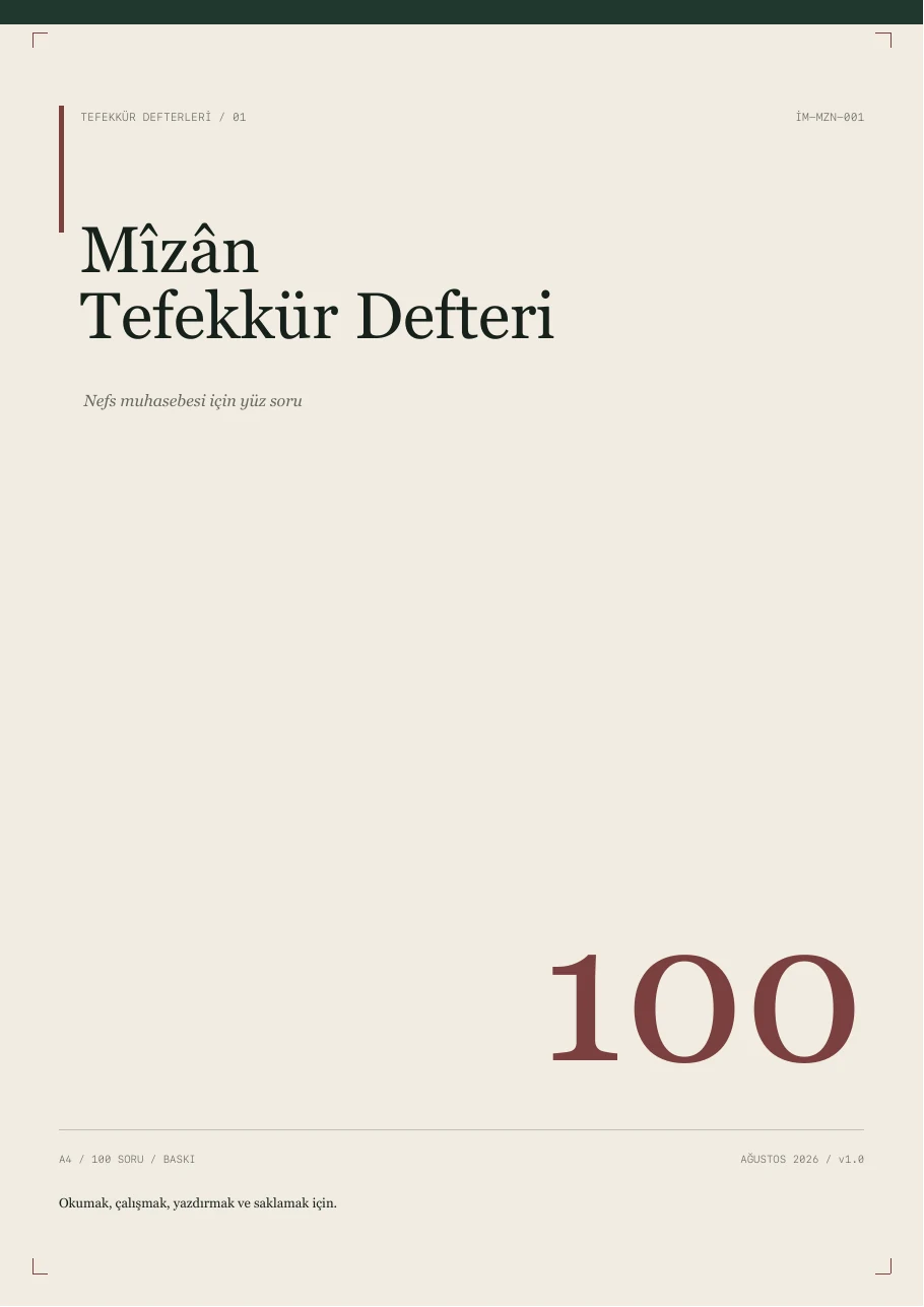 Mîzân — Tefekkür Defteri kapak önizlemesi