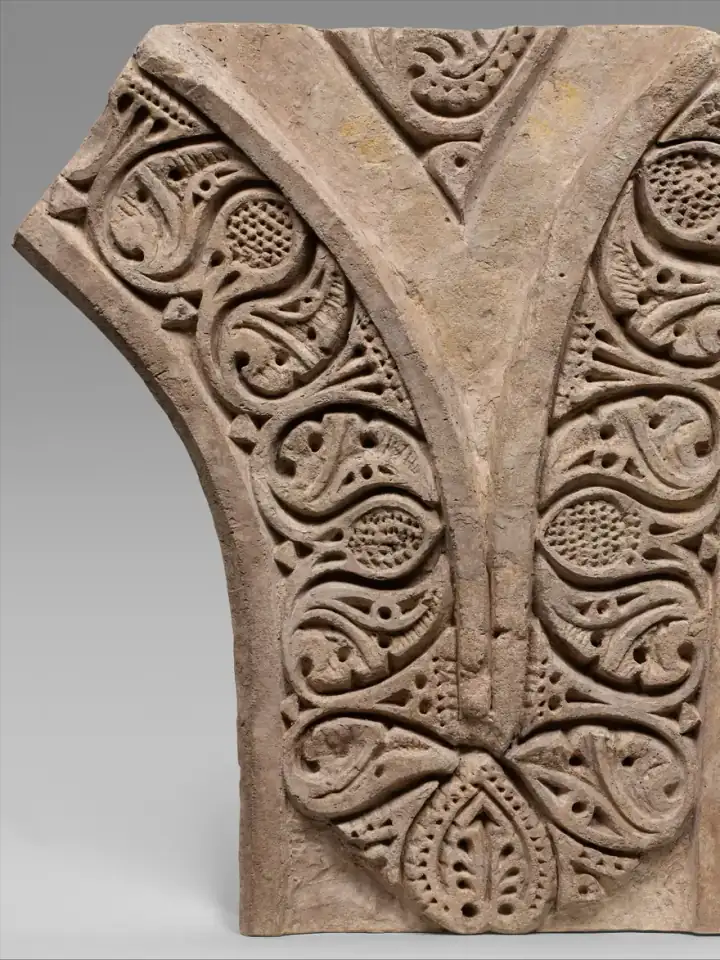 Carved Stucco Panel from Between Two Arches